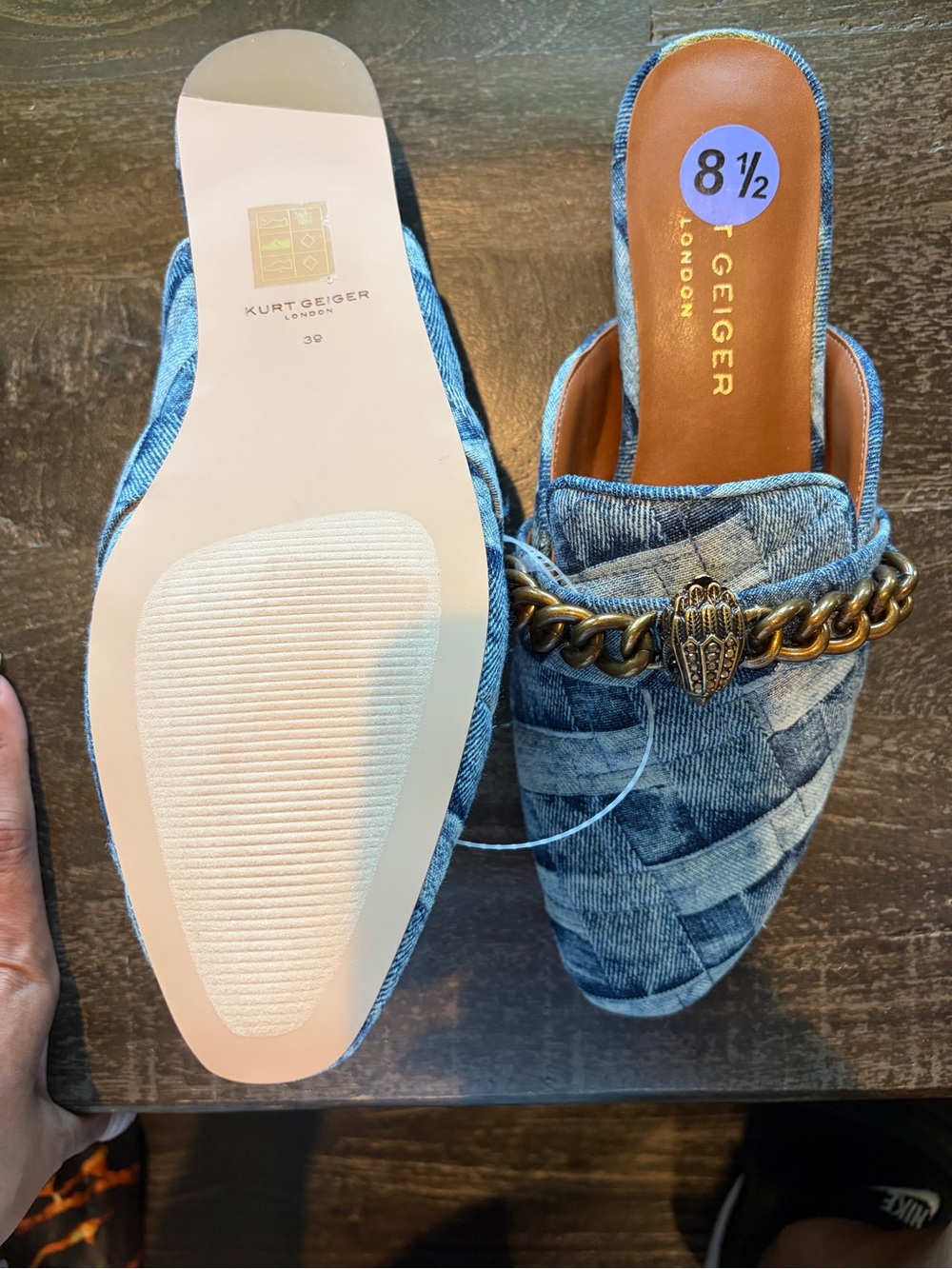 Kurt Geiger London Chelsea Denim Mules. - Picture 4 of 6